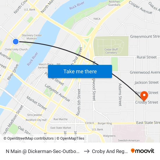 N Main @ Dickerman-Sec-Outbound to Croby And Regan map