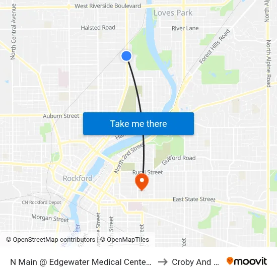 N Main @ Edgewater Medical Center- W- Inbound to Croby And Regan map