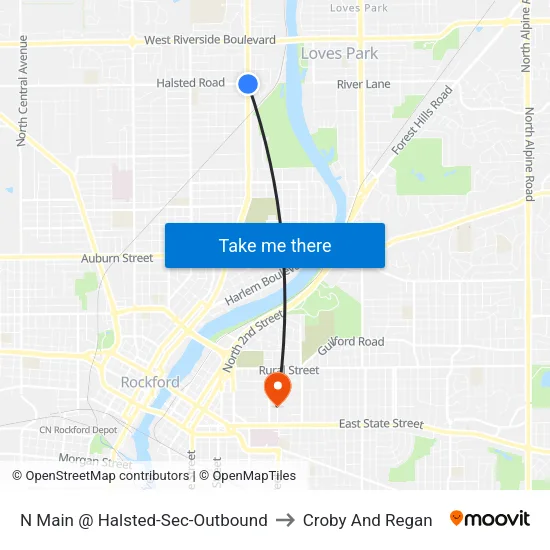 N Main @ Halsted-Sec-Outbound to Croby And Regan map