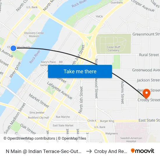 N Main @ Indian Terrace-Sec-Outbound to Croby And Regan map