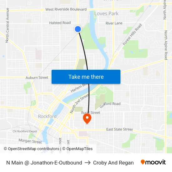 N Main @ Jonathon-E-Outbound to Croby And Regan map