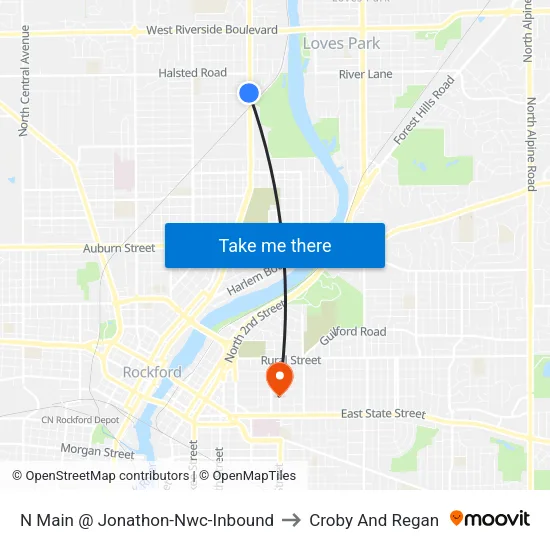 N Main @ Jonathon-Nwc-Inbound to Croby And Regan map