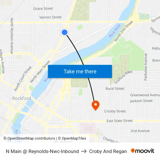 N Main @ Reynolds-Nwc-Inbound to Croby And Regan map