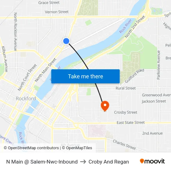 N Main @ Salem-Nwc-Inbound to Croby And Regan map