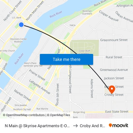 N Main @ Skyrise Apartments-E-Outbound to Croby And Regan map