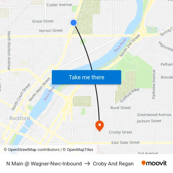 N Main @ Wagner-Nwc-Inbound to Croby And Regan map