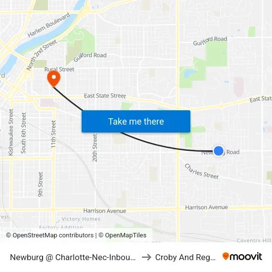 Newburg @ Charlotte-Nec-Inbound to Croby And Regan map