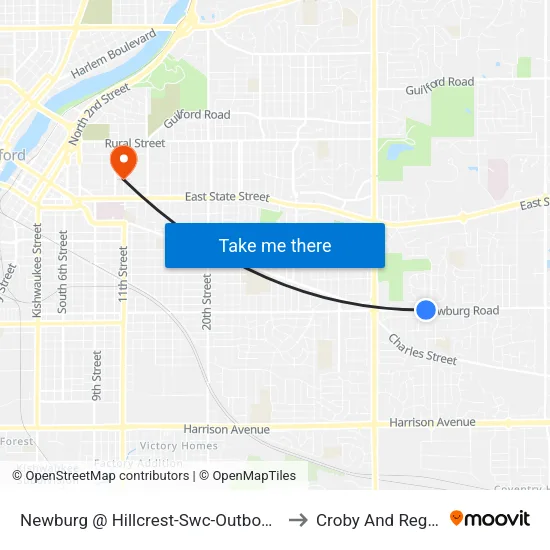 Newburg @ Hillcrest-Swc-Outbound to Croby And Regan map