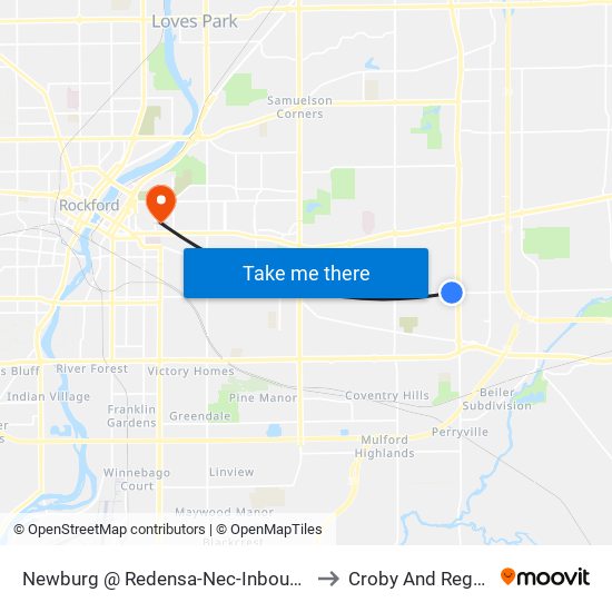 Newburg @ Redensa-Nec-Inbound to Croby And Regan map