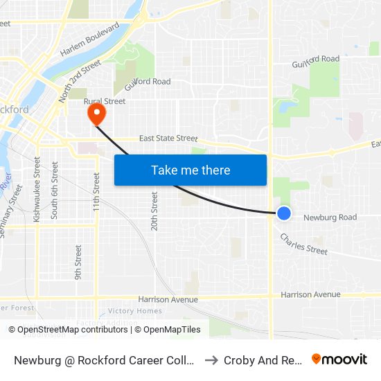 Newburg @ Rockford Career College-N to Croby And Regan map