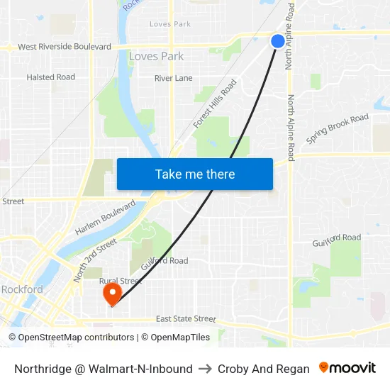 Northridge @ Walmart-N-Inbound to Croby And Regan map
