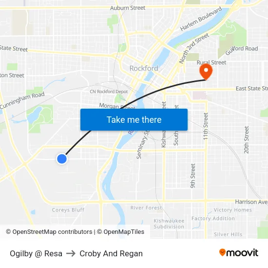Ogilby @ Resa to Croby And Regan map