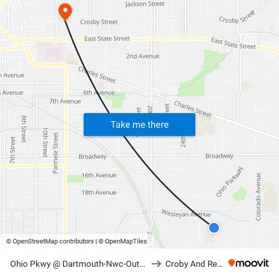 Ohio Pkwy @ Dartmouth-Nwc-Outbound to Croby And Regan map