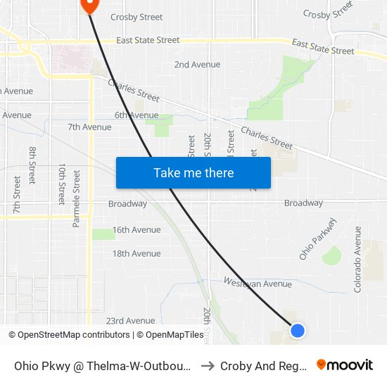 Ohio Pkwy @ Thelma-W-Outbound to Croby And Regan map