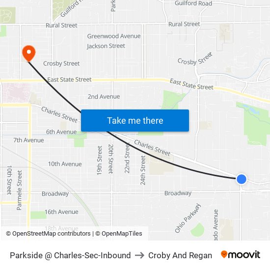 Parkside @ Charles-Sec-Inbound to Croby And Regan map