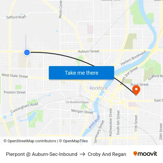 Pierpont @ Auburn-Sec-Inbound to Croby And Regan map