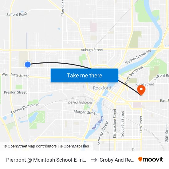 Pierpont @ Mcintosh School-E-Inbound to Croby And Regan map