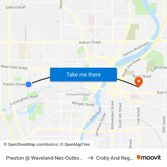 Preston @ Waveland-Nec-Outbound to Croby And Regan map