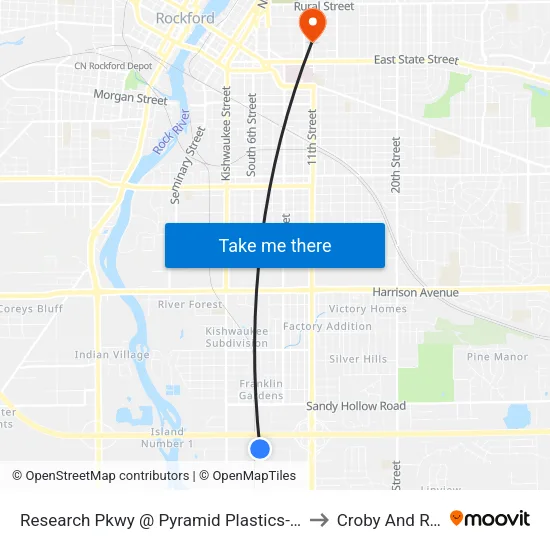 Research Pkwy @ Pyramid Plastics-N-Inbound to Croby And Regan map