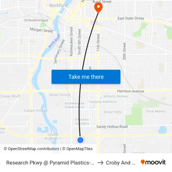 Research Pkwy @ Pyramid Plastics-S-Outbound to Croby And Regan map