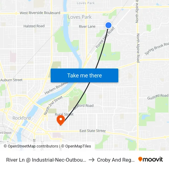River Ln @ Industrial-Nec-Outbound to Croby And Regan map