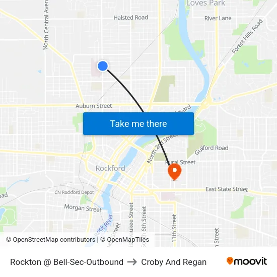 Rockton @ Bell-Sec-Outbound to Croby And Regan map