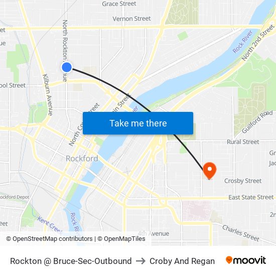 Rockton @ Bruce-Sec-Outbound to Croby And Regan map