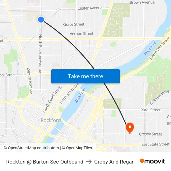 Rockton @ Burton-Sec-Outbound to Croby And Regan map