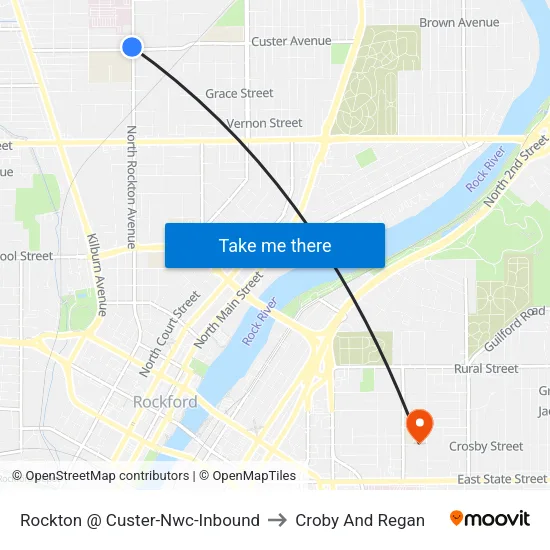 Rockton @ Custer-Nwc-Inbound to Croby And Regan map