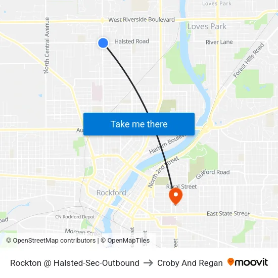 Rockton @ Halsted-Sec-Outbound to Croby And Regan map