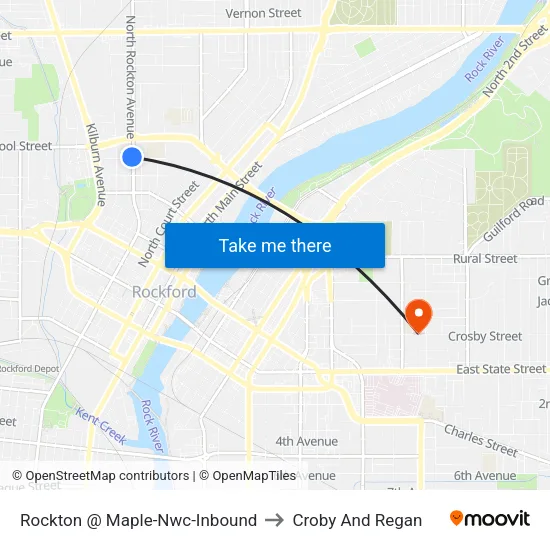 Rockton @ Maple-Nwc-Inbound to Croby And Regan map