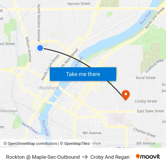 Rockton @ Maple-Sec-Outbound to Croby And Regan map