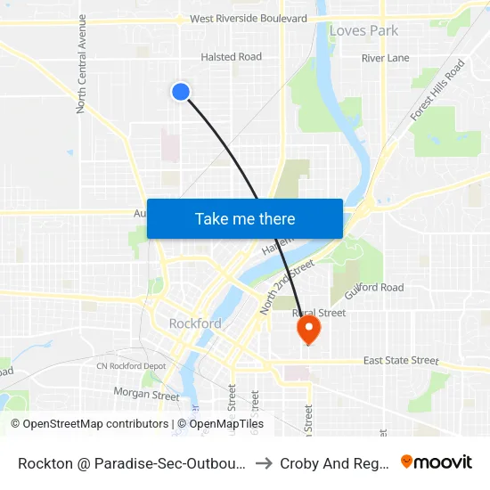Rockton @ Paradise-Sec-Outbound to Croby And Regan map