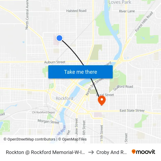 Rockton @ Rockford Memorial-W-Inbound to Croby And Regan map