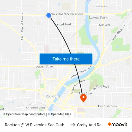 Rockton @ W Riverside-Sec-Outbound to Croby And Regan map