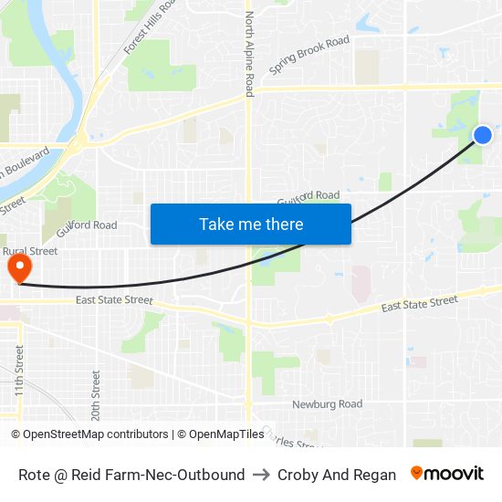 Rote @ Reid Farm-Nec-Outbound to Croby And Regan map