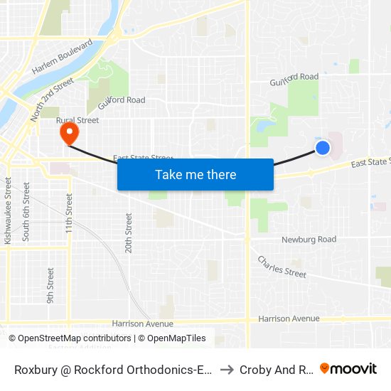 Roxbury @ Rockford Orthodonics-E-Outbound to Croby And Regan map