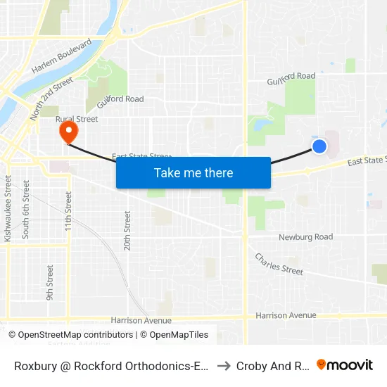 Roxbury @ Rockford Orthodonics-E-Outbound to Croby And Regan map