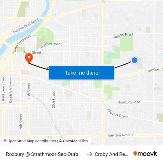 Roxbury @ Strathmoor-Sec-Outbound to Croby And Regan map