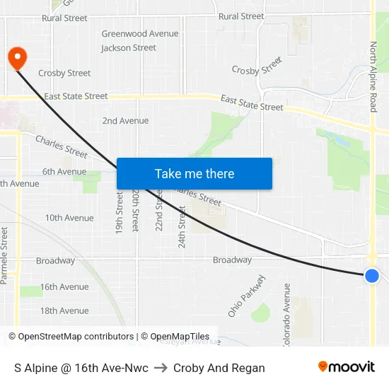 S Alpine @ 16th Ave-Nwc to Croby And Regan map