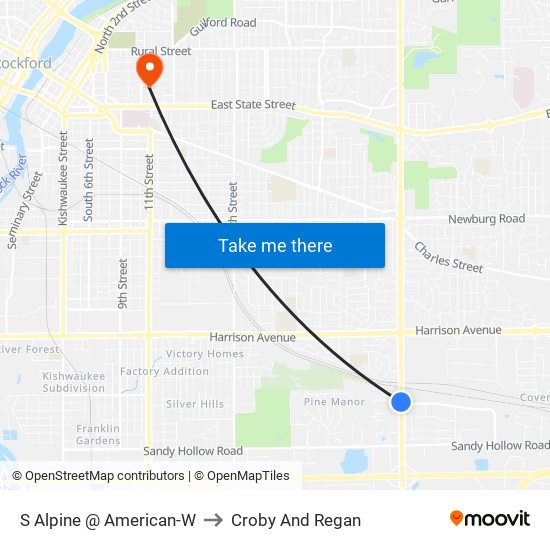 S Alpine @ American-W to Croby And Regan map