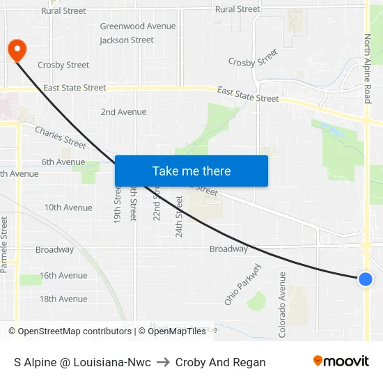 S Alpine @ Louisiana-Nwc to Croby And Regan map