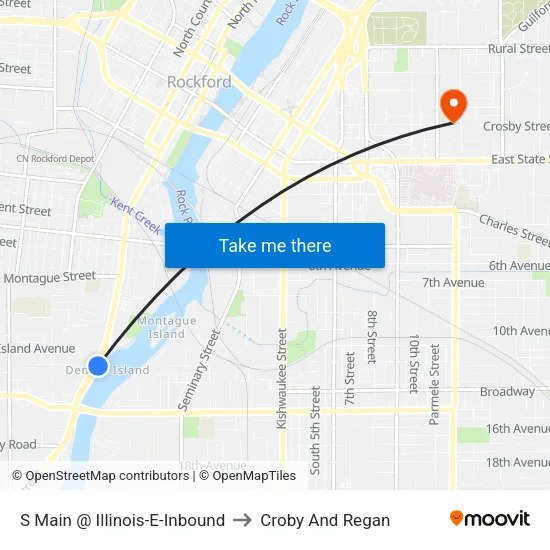 S Main @ Illinois-E-Inbound to Croby And Regan map