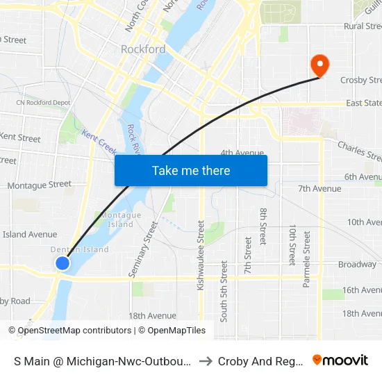 S Main @ Michigan-Nwc-Outbound to Croby And Regan map