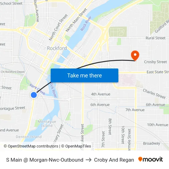 S Main @ Morgan-Nwc-Outbound to Croby And Regan map