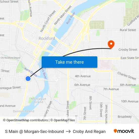 S Main @ Morgan-Sec-Inbound to Croby And Regan map