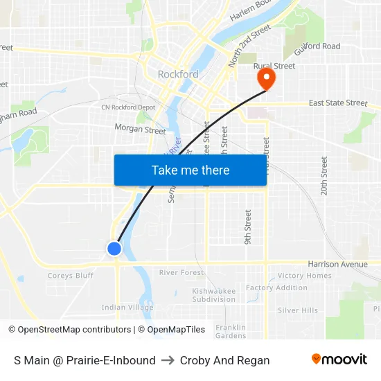 S Main @ Prairie-E-Inbound to Croby And Regan map