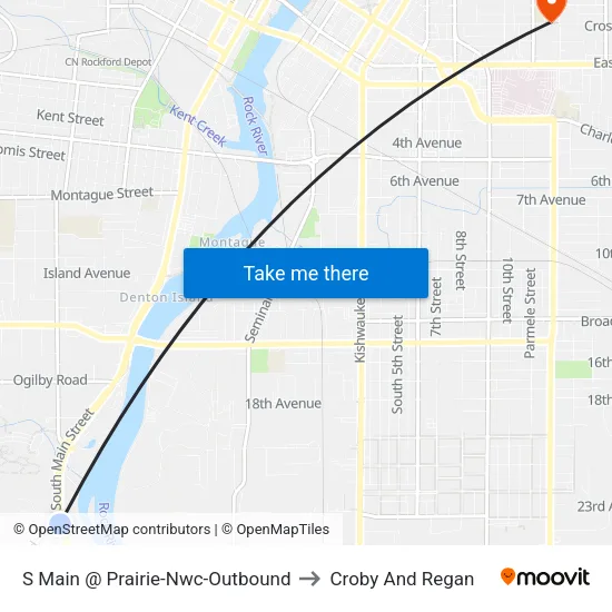 S Main @ Prairie-Nwc-Outbound to Croby And Regan map