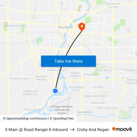 S Main @ Road Ranger-E-Inbound to Croby And Regan map