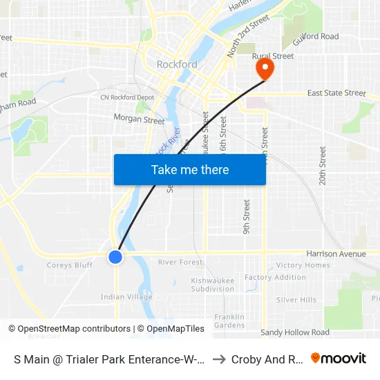 S Main @ Trialer Park Enterance-W-Outbound to Croby And Regan map